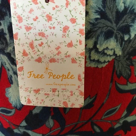 NWT FREE PEOPLE Midnight Garden Red Floral Maxi Dress - Picture 3 of 14